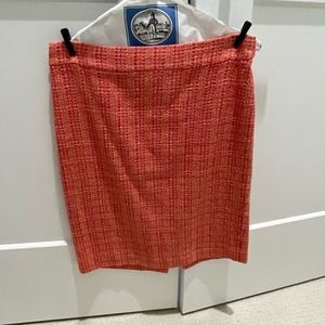 Red/pink multi tweed pencil skirt